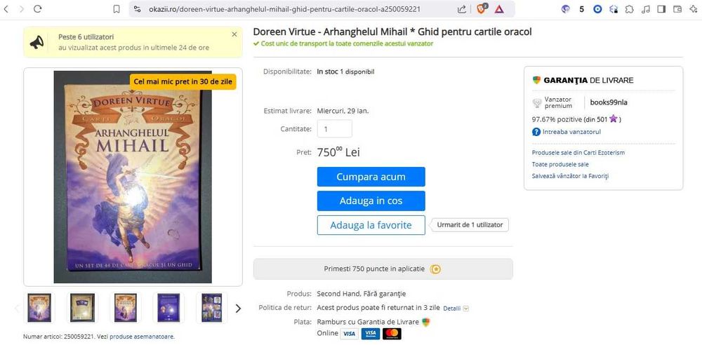 RAR Carti oracol Arhanghelul Mihail lux(AURII) ORIG Doreen Virtue SIG