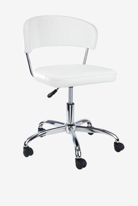 Scaun birou imitație piele albă