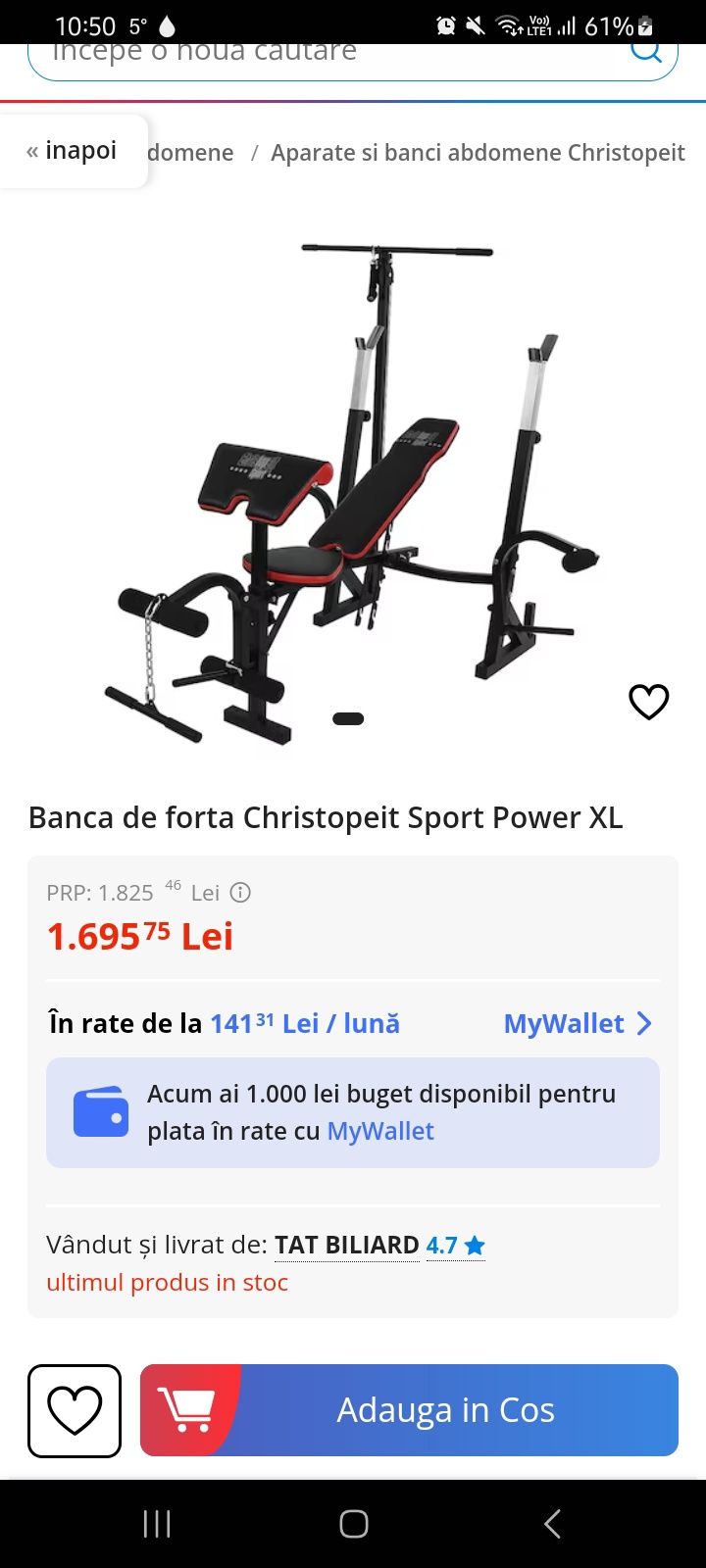 Bancă fitness/exerciții forță/kinetoterapie multifuncțională, pliabilă