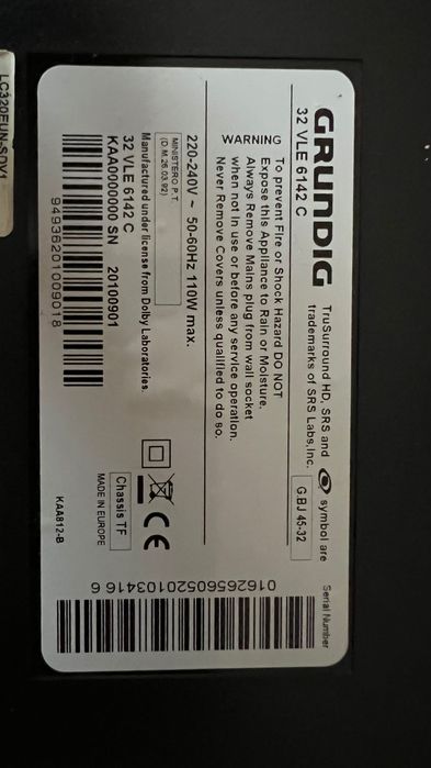 Televizor Grunding în stare foarte buna, cu telecomanda. 32 VLE 6142C