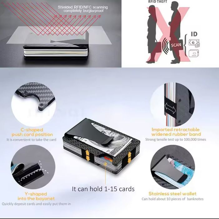 Portofel slim metalic anti-furt RFID/NFC