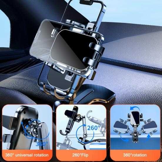 Suport auto universal pentru smartphone, Aplicabil pe bord, Negru