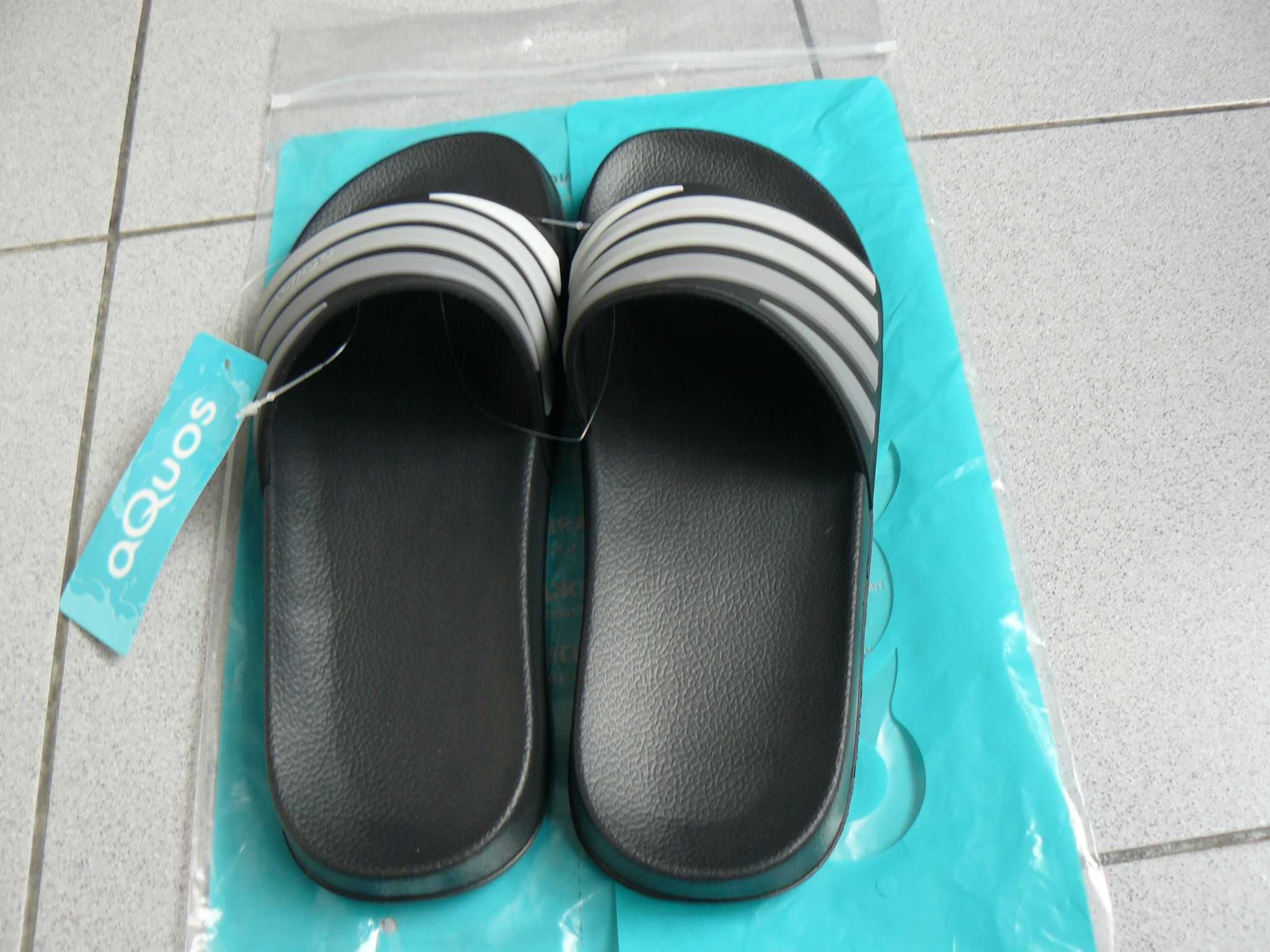 Slapi/Papuci Plaja AQUOS ZIPTOP Originali,Noi,Negru/Alb,Nr.42, 43, 44
