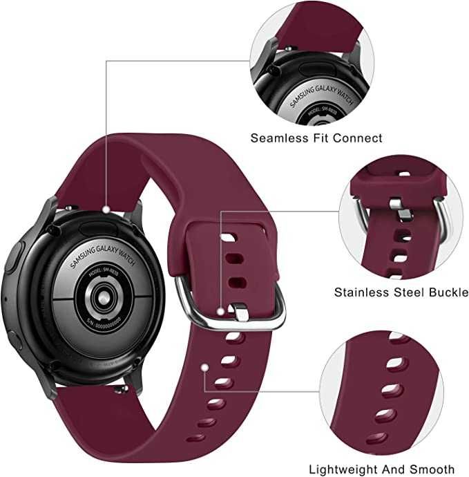 Силиконова верижка / каишка за часовник 20мм, цвят бордо