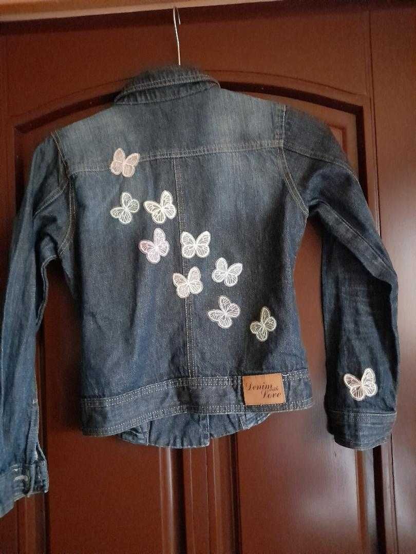 Jacheta blugi dama, geaca denim personalizata, unicat, marimea S - M