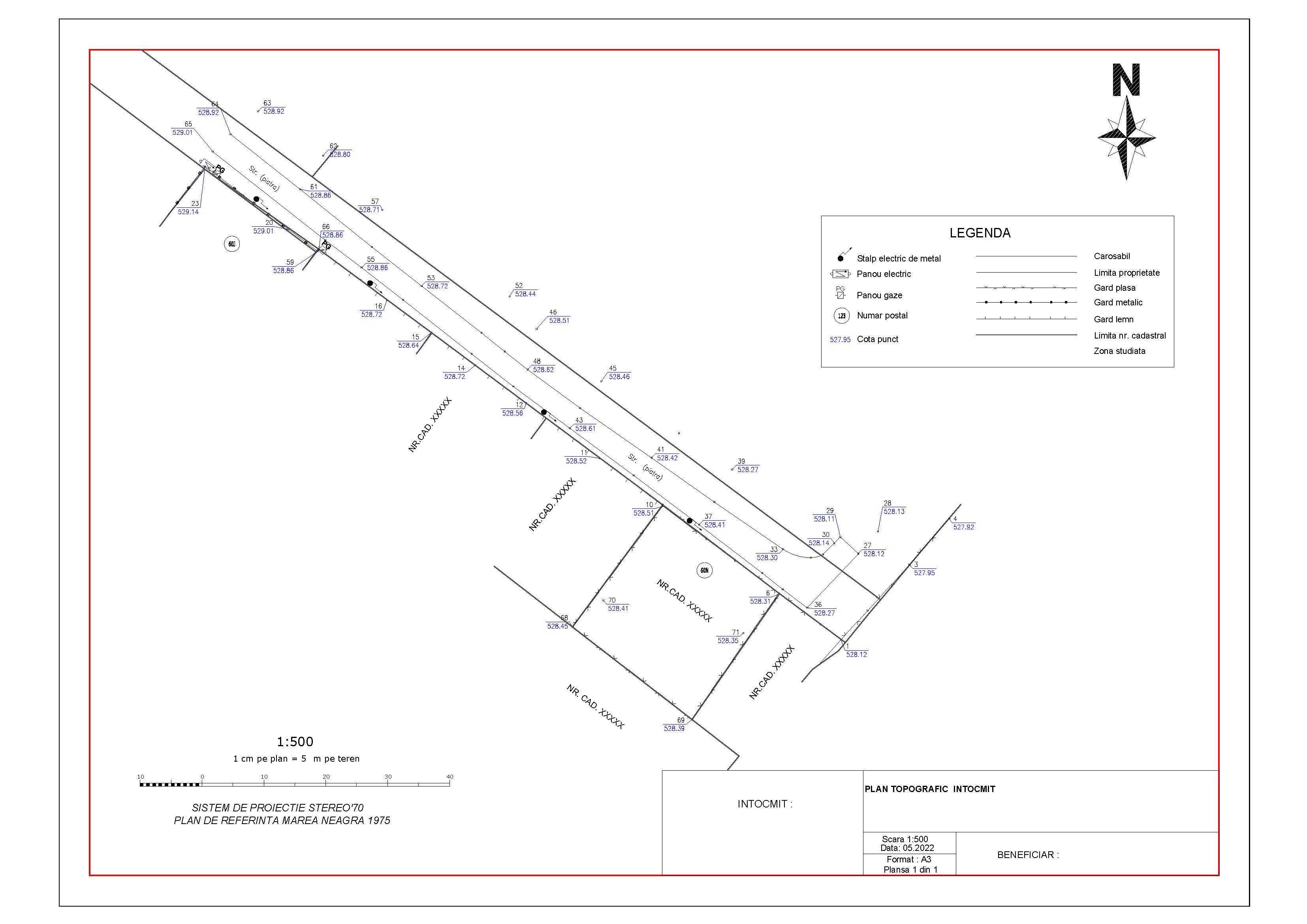 Plan topografic / ridicare topo / plan cu cote (vizat OCPI)