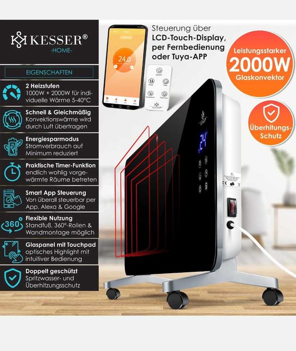 Нов електрически стъклен конвектор