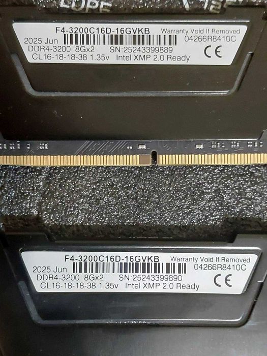 16GB DDR4 Corsair Vengance, G.Skill Ripjaws, 3200Mhz, 3600Мhz