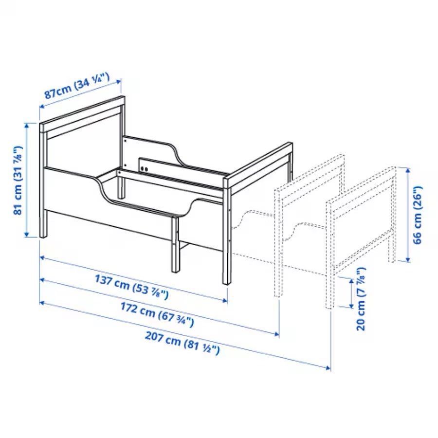 Pat extensibil Ikea +somiera+saltea de copil Sundvik