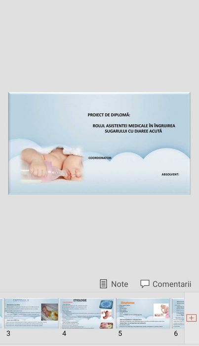 Proiect diplomă: Îngrijirea sugarului cu boală diareică acută