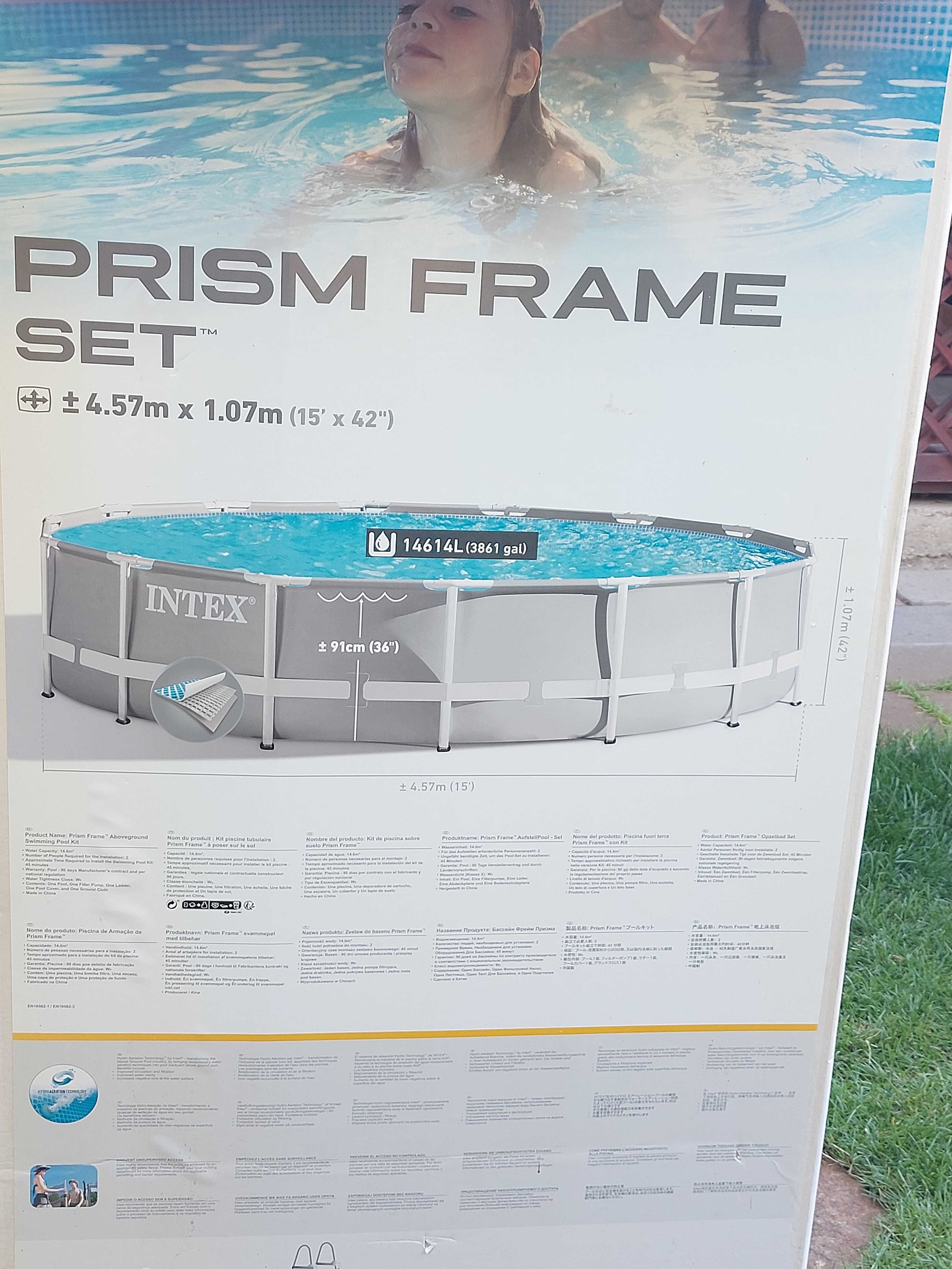 Piscina Supraterana Intex 26724NP Prism Frame, pompa si scara inclusa