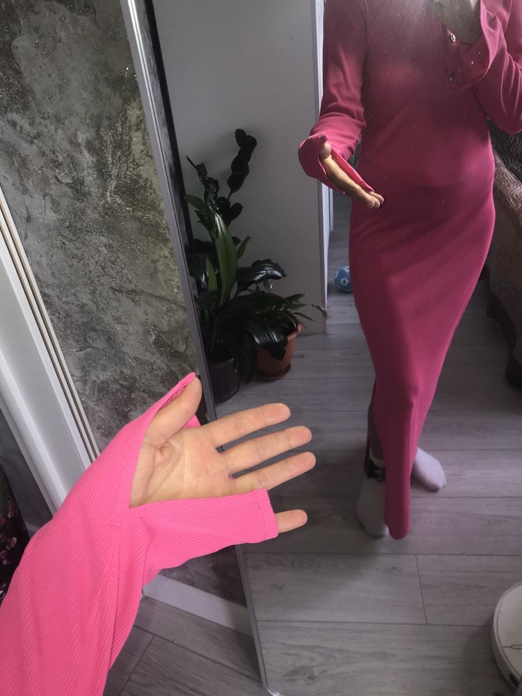 Платье в пол розовое
