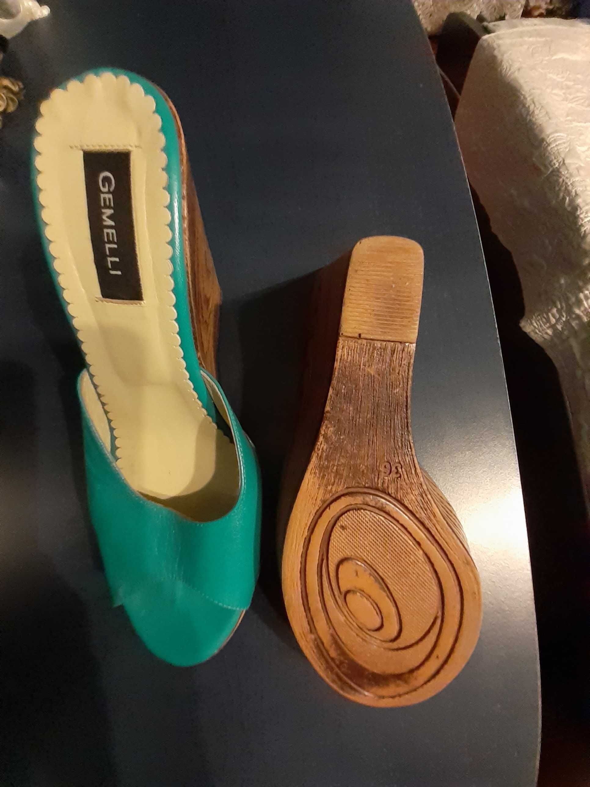Papuci din piele platforma nr 36