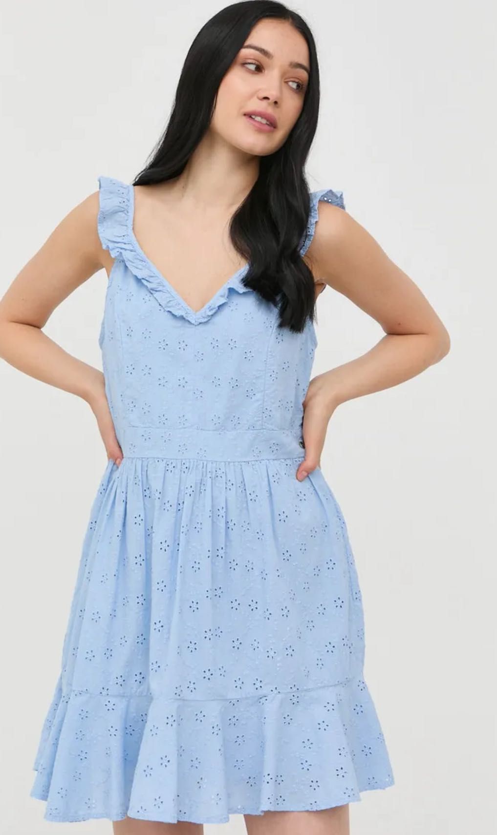 Памучна рокля Guess синя