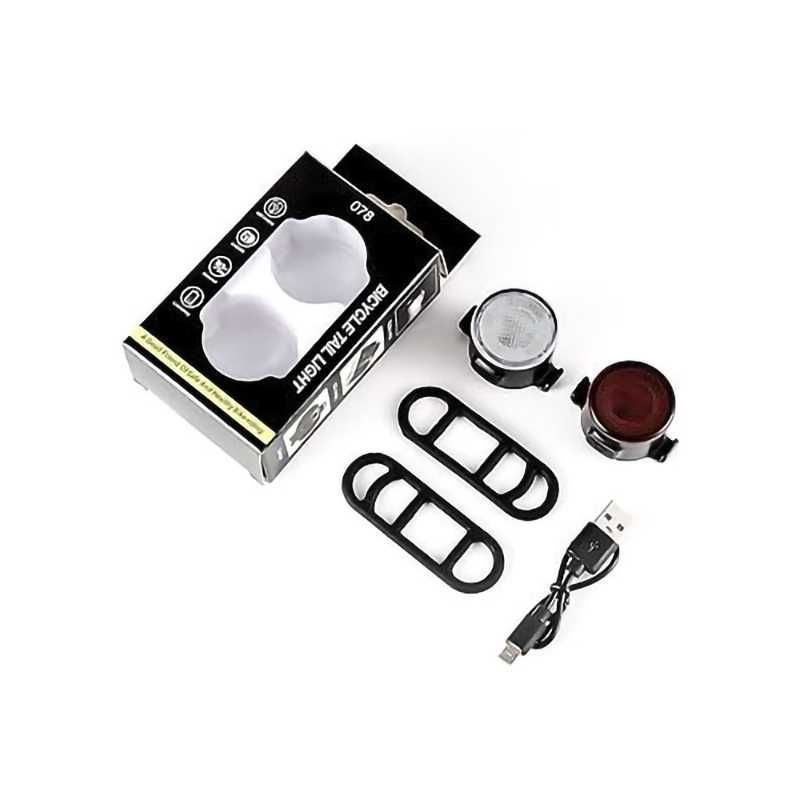 Комплект LED светлини за велосипед, Водоустойчиви, Кръгли, USB, ZH-068