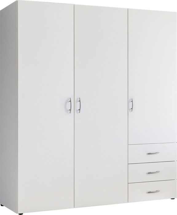 Dulap dormitor Harry, 150x176 cm, alb, 3 uși rotative, 3 sertare