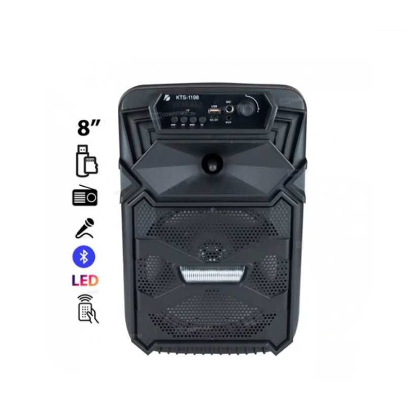 Bluetooth колона KTS-1198 и карта памет 8 инча 400W LED светлини FM