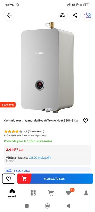 Centrala termica pe curent și boiler electric