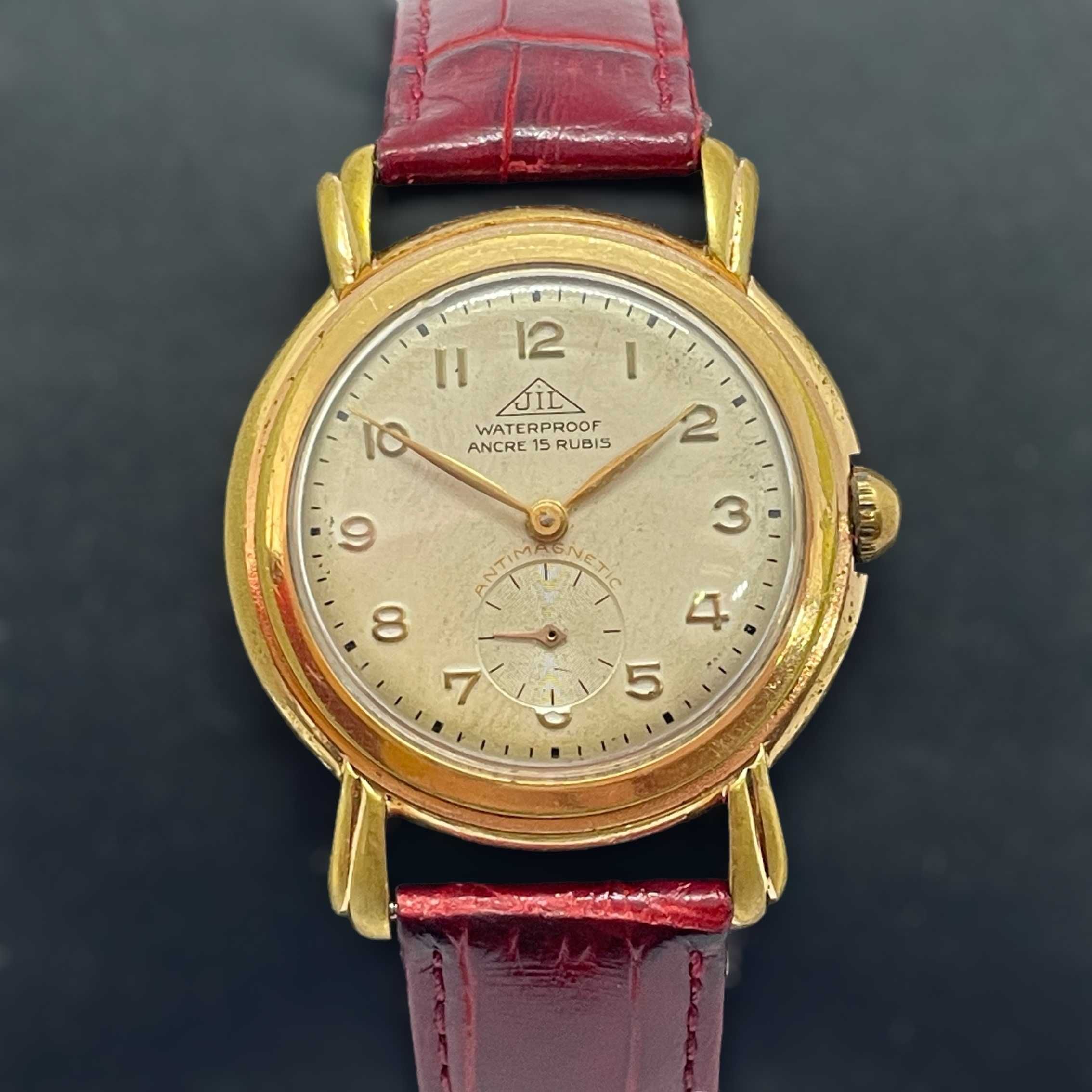 Мъжки механичен ръчен позлатен часовник JIL - 15 рубина