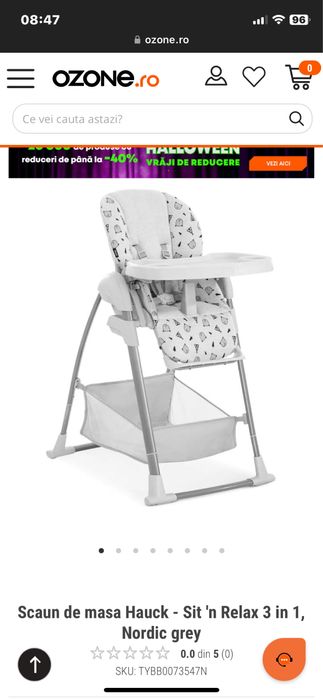 Scaun de masa Hauck - Sit 'n Relax 3 in 1, Nordic grey