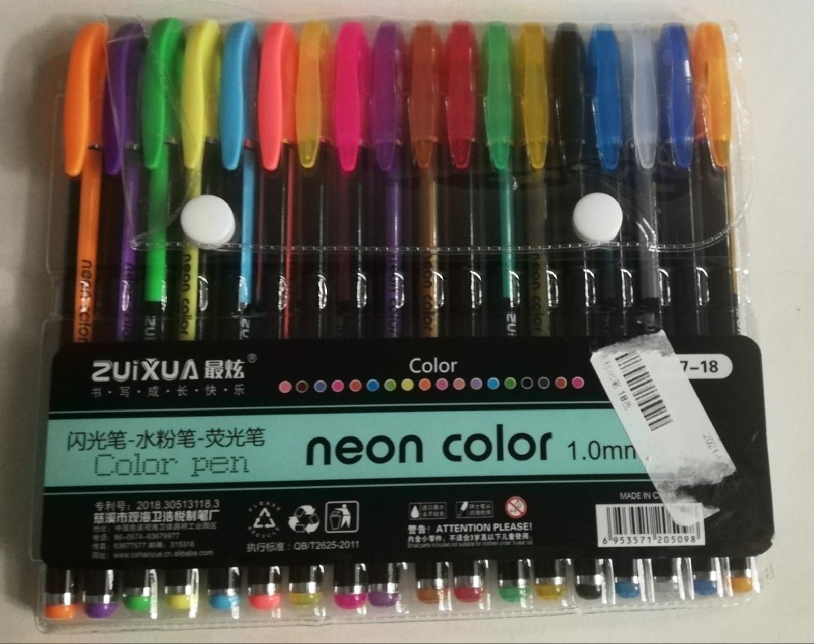 Pixuri cu gel , set 18 neon color