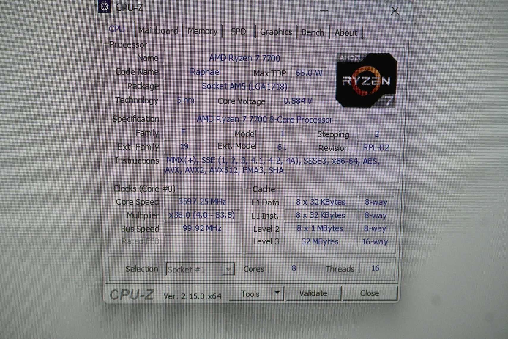 [AM5] Процесор, CPU AMD Ryzen 7 7000 - 8c/16t, 5,3GHz, 65W