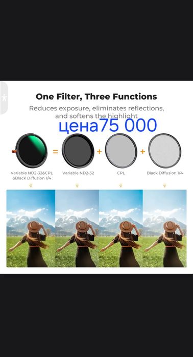 ND фильтры для объектива K&F 3 в 1 ND&CPL+BLACK MIST DIFFUSION 1,4