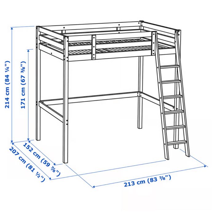 Pat supraetajat, alb, 140x200 cm