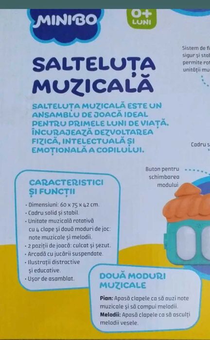 Salteluta muzicala- Minibo 0+Luni 60x75x42 cm