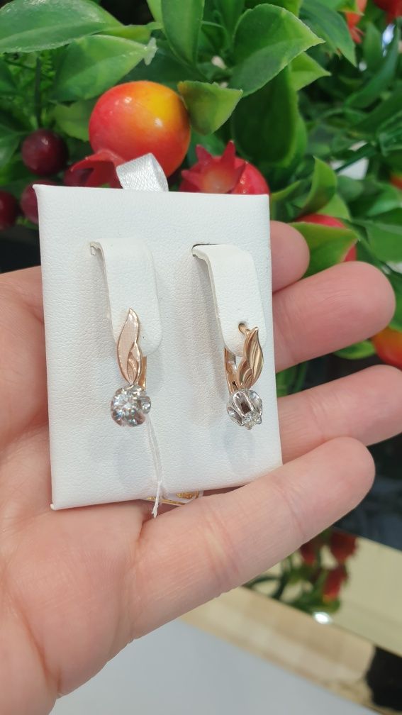 Серьги красное золото