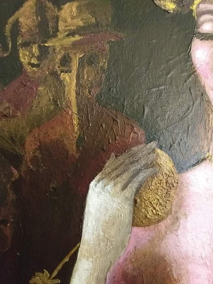 Tablou pictat manual- Ritualul,  acril pe panza,  40x60 cm