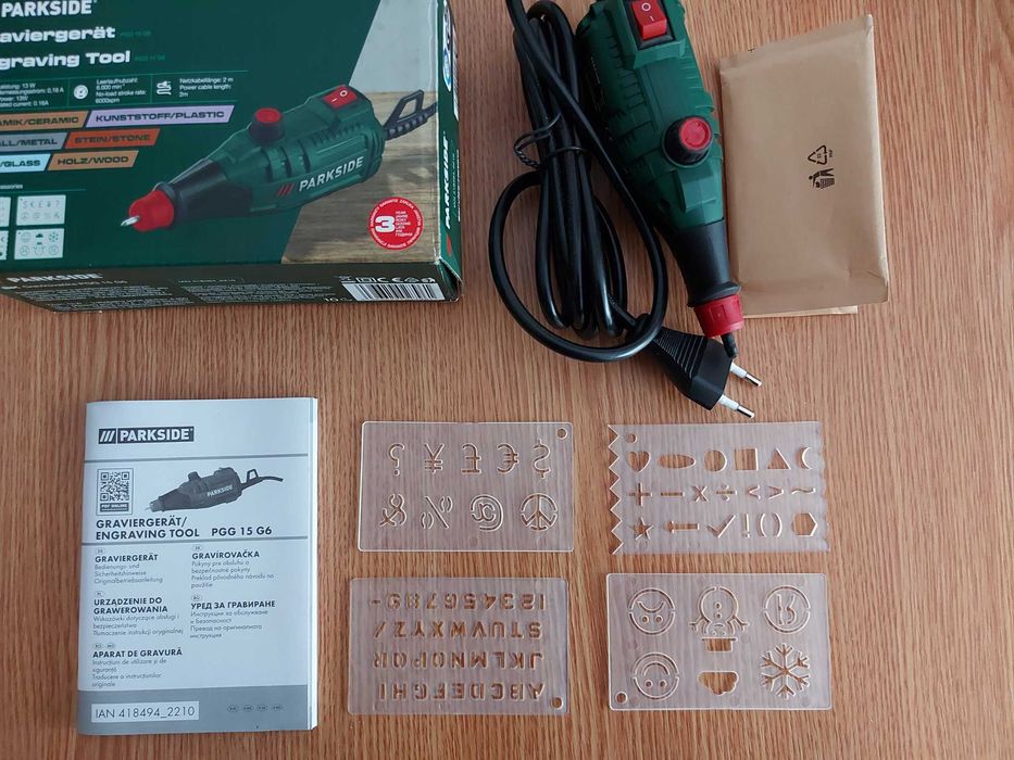 Aparat pentru gravura pe sticla, fier, lemn piatra, Parkside 6.000 rpm