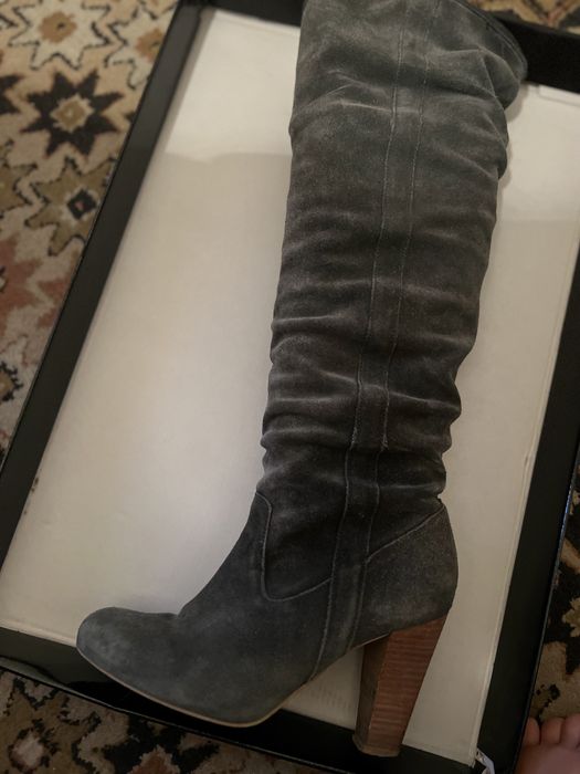 Cizme Zara piele intoarsa pana la genunchi