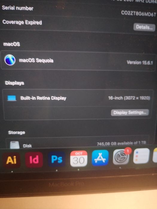 Macbook pro 2019 16" touch bar 1TB SSD