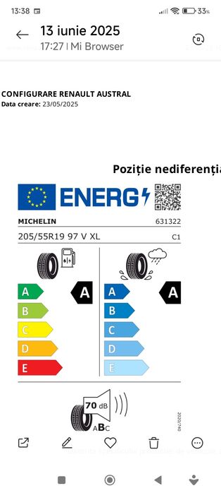 Vând anvelope Michelin E Primacy de vara,205/55/R19.