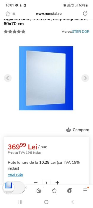 Oglinda baie romstal 60x70 cm