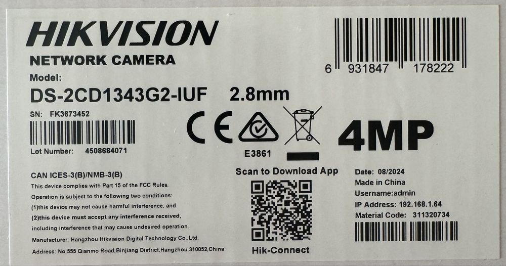 Купольная камера Hikvision