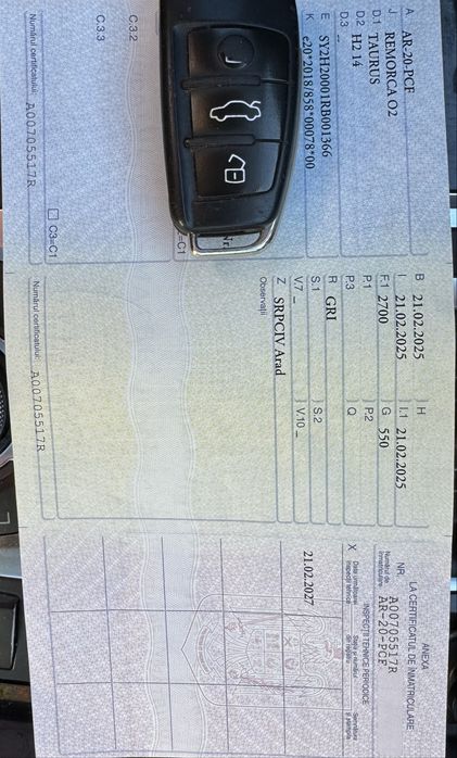 Trailer Taurus 5m, 2700 kg, an 02/2025, ca noua