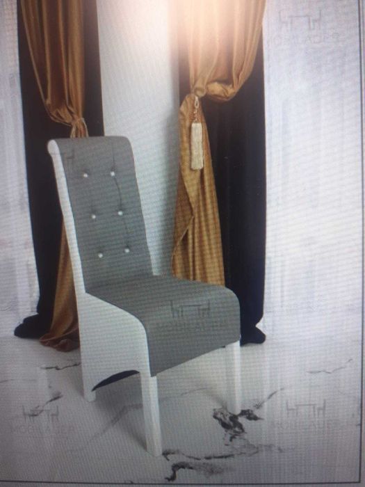 scaune tapițate gri cu alb