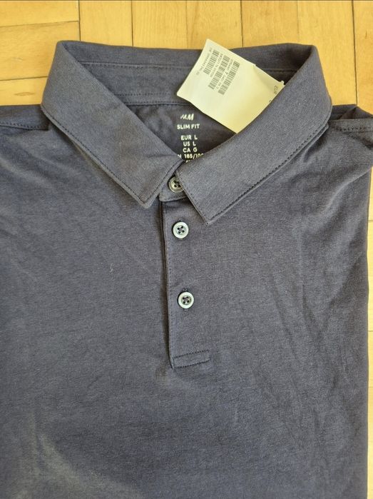 Tricou tip Polo, H&M, Slim Fit, Bărbați, Mărimea L (Fit XL)