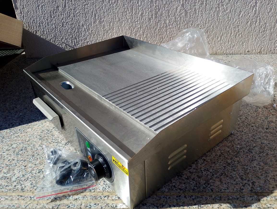 grill gratar plita inox 230v 50x60cm neted striat  3 kw