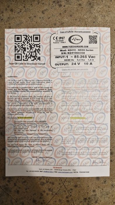 TCE NEOS 24V 10A интелигентно зарядно за батерии - GEL, Acid, AGM, Lit