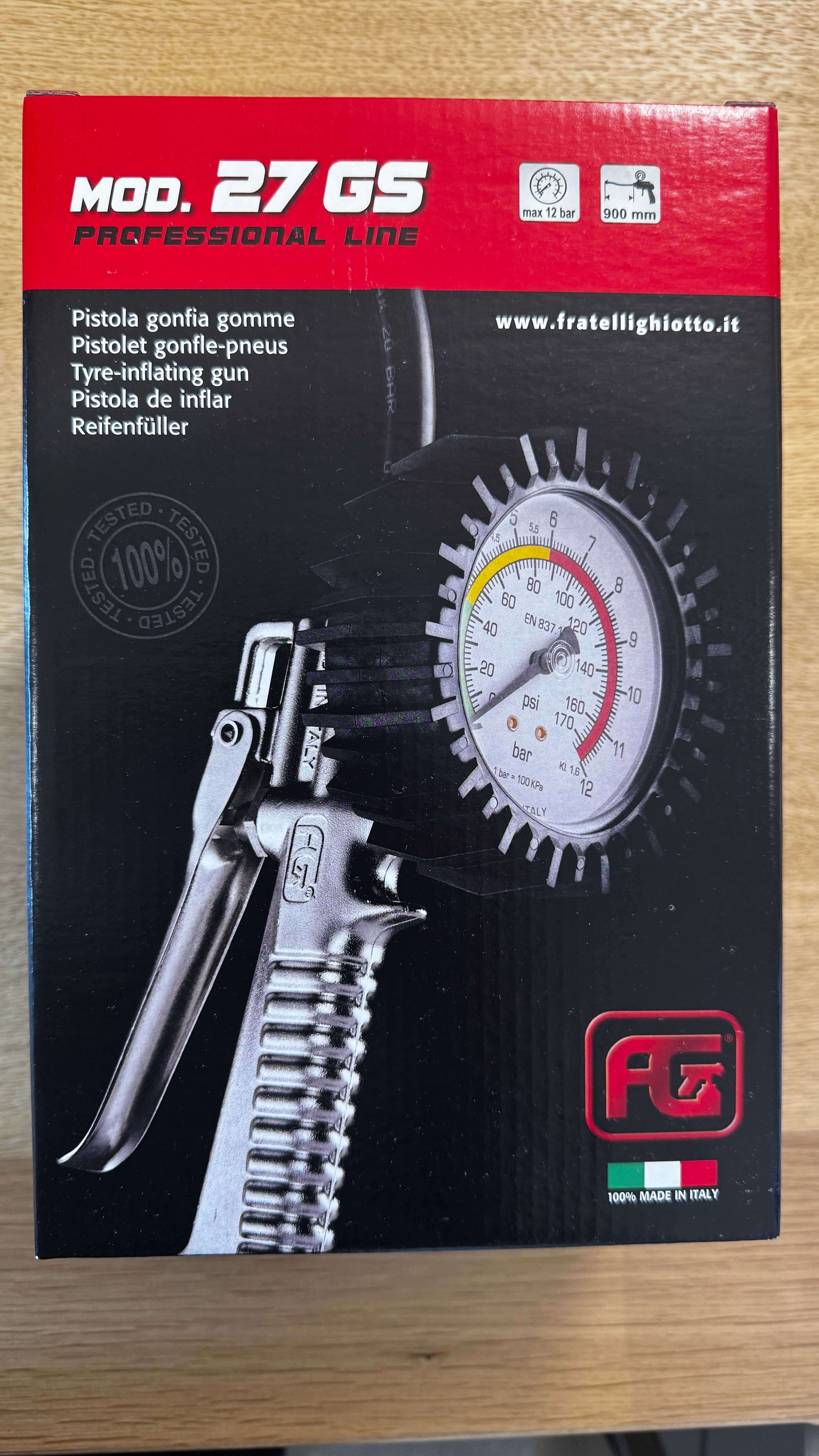 Pistol de umflat roti cu manometru, furtun si filtru de aer integrat