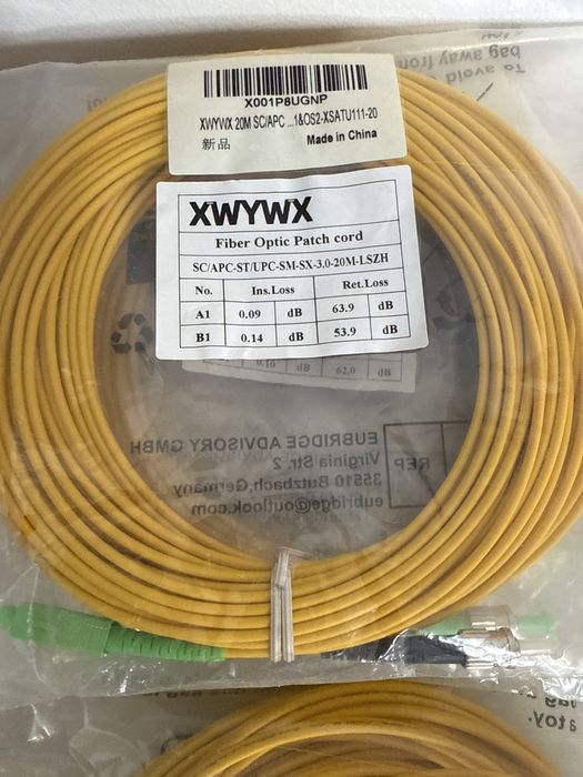 Cablu Patch Fibra Optica 20m XWYWX SM SX/DX LSZH 3.0mm / SC ST LC FC