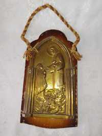Стара  бронзова Икона  върху дърво -  на Исус Христос