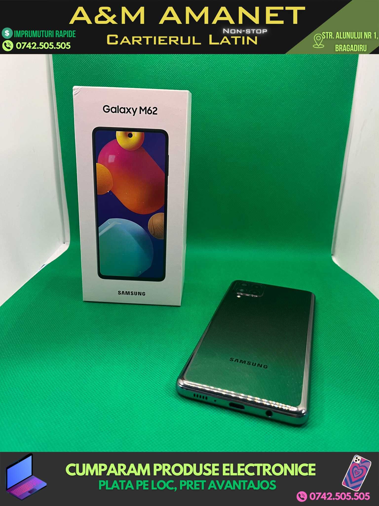 Samsung Galaxy M62, 8/256GB, Black, Fullbox (A&M AMANET)