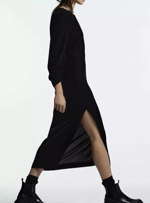 ZARA нова миди рокля кадифе р-р ХС