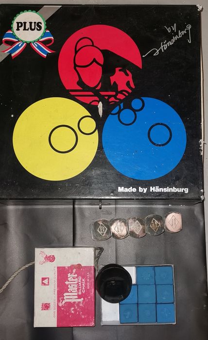 1 set bile originale masa biliard englezeasca,creta,suport creta