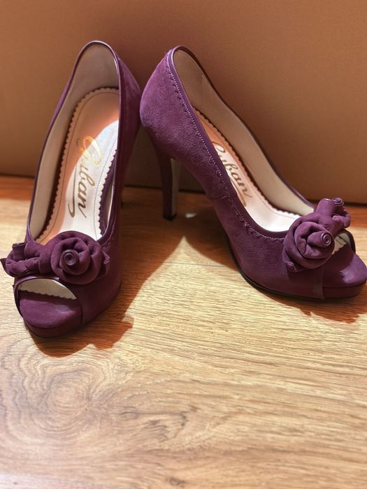 Pantofi piele intoarsa mov marimea 34