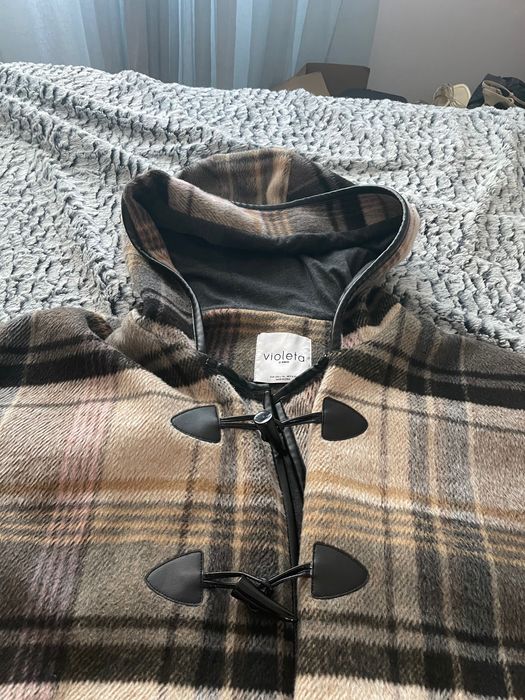 Vand palton  oversize,stofa groasa XL-XXL,cu gluga,carouri,Mango